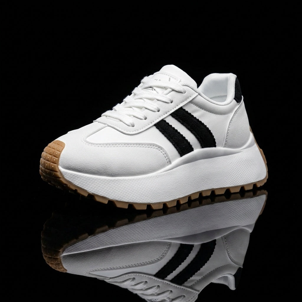 Women's Casual Low-Top Platform Sneakers with PVC Sole
