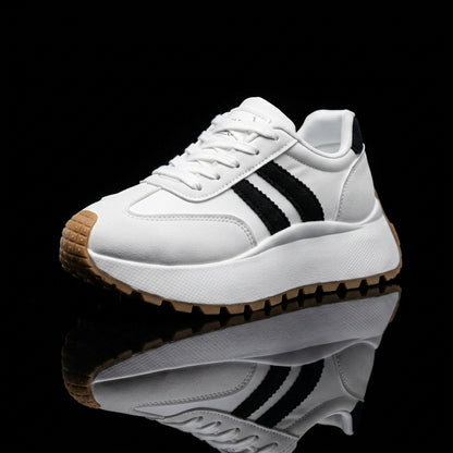 Women's Casual Low-Top Platform Sneakers with PVC Sole