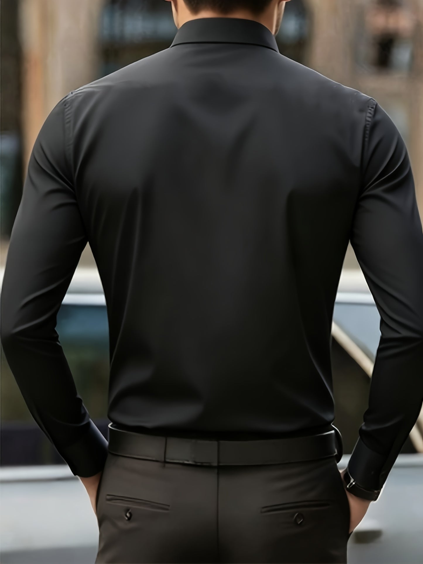 Men's Slim Fit 2-Piece Suit Set Long Sleeve Shirt & Tapered Pants