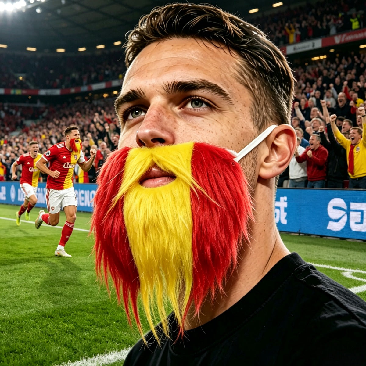 Spanish Flag Plush Beards for Football Matches & Parties