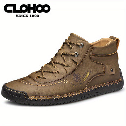 Men's Casual Hand-Stitched Rubber Sole Lace-Up Shoes