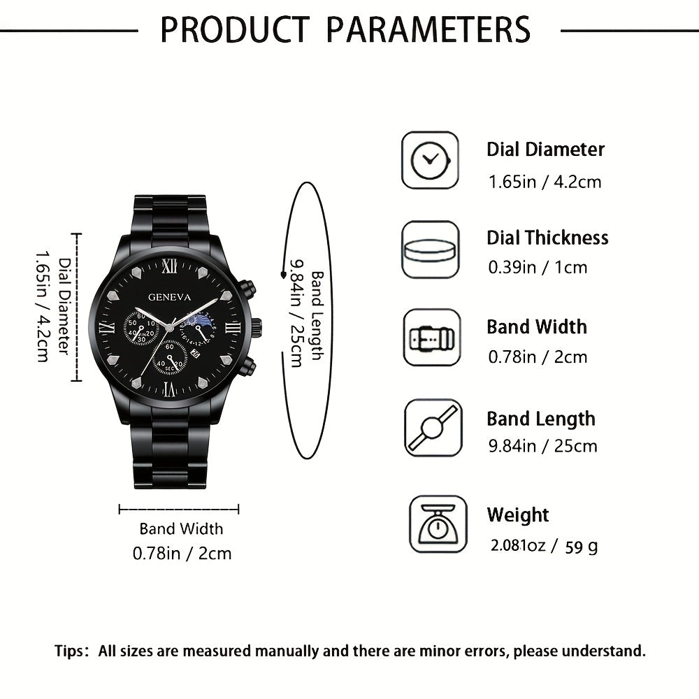 5pcs Casual Set Including a Watch, Glasses, Wallet, And a Keychain with a Waist Chain - The Perfect Gift.