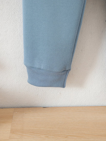 Boys' Cozy Fleece-Lined Hoodie & Sweatpants Set - Olive Green Casual Winter Outfit with Pockets, Thick Warmth for Fall & Winter, Regular Fit, Casual Attire, for Outdoor