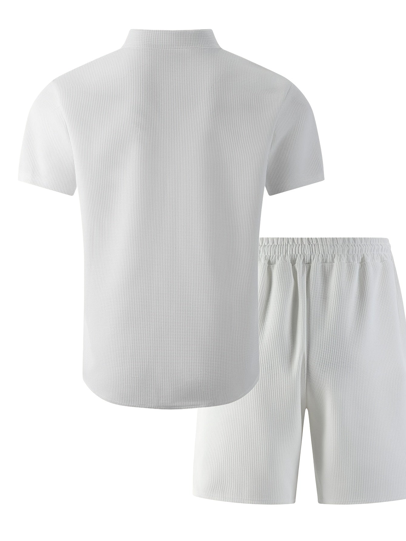 Men's 3-Piece Casual Waffle Knit Summer Set with Shirt & Shorts