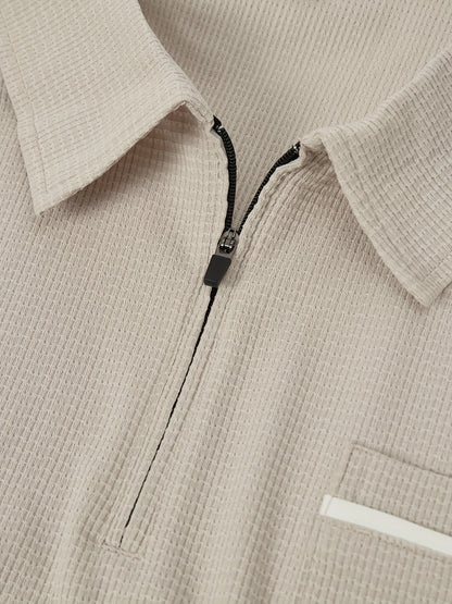 Men's Casual Fashion Short-Sleeve Zip-Up Suit, Suitable for All Seasons - ayq