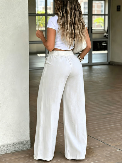 Women's High-Waist Wide-Leg Flowing Casual Trousers