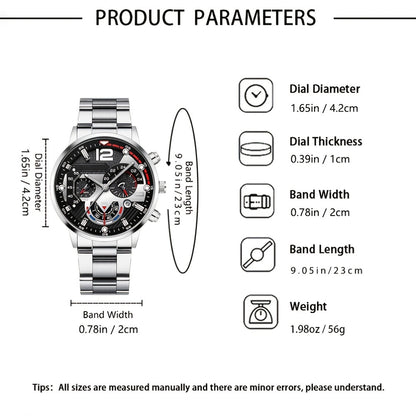 3pcs Men'S Watch, Belt, Wallet Set | Fashionable Sports, Business, Leisure, Gorgeous and Trendy, Specially Designed for Men, No Gift Box