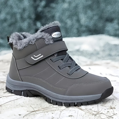 Men's & Women's Heavy-Duty Winter Snow Boots - Thick Short Boots with PU Upper, Rubber Sole & Striped Tread - Hiking, Mountaineering, Ice Climbing Shoes - Warm Cold Weather Footwear (Unisex Sizes Available)