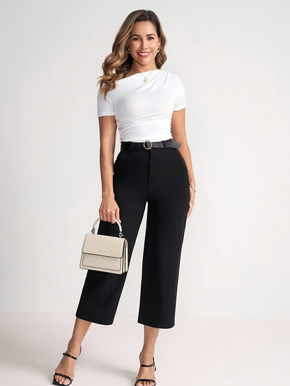 Women's Casual Asymmetrical Short Sleeve Ruffle Top 3-Pack