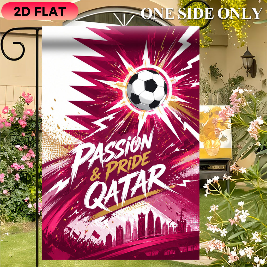 Football Fever Qatar 2D Flat Garden Flag, Polyester, Outdoor Decor
