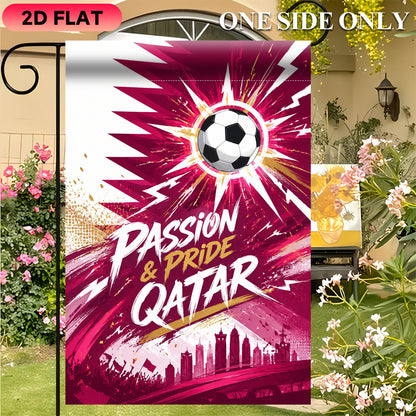 Football Fever Qatar 2D Flat Garden Flag, Polyester, Outdoor Decor