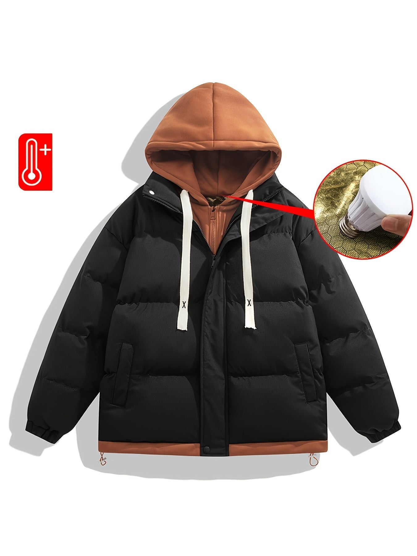 Women'S Light Blue Hooded Puffer Jacket - Cozy Fleece-Lined Winter Coat with Drawstring Hood, Casual Style for Cold Weather, Winter Coat