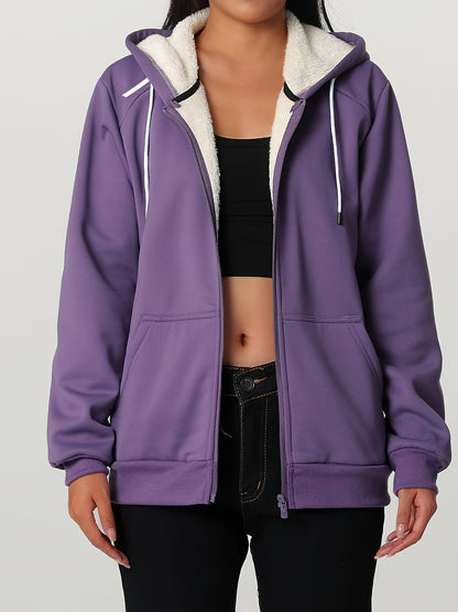 Women'S Heavyweight Winter Jacket - Thermal Insulated Cold Weather Coat with Full-Zip Closure, Large Front Pockets - Purple Outerwear for Everyday & Formal Events - Non-Stretchy Polyester Fabric - Easy-Care Ladies Outerwear,