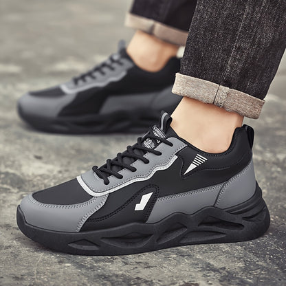 Men's Retro Sporty Casual Sneakers - Low-Top Breathable PU Upper, Cushioned EVA Insole  Durable PVC Outsole - All-Season Comfort for Daily Wear, Running  Casual Outings - Black