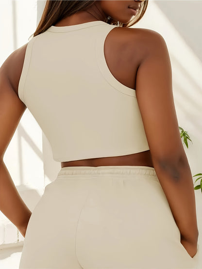Women's Casual Two-Piece Set with Graphic Print Vest & Shorts