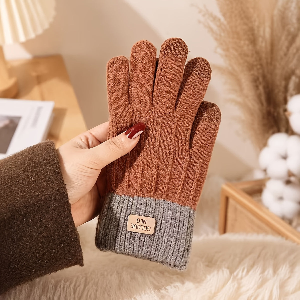 Unisex Winter Touchscreen Gloves, Soft Acrylic Knit, 6 Colors