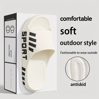 FZT Four Seasons Slippers, Letter Design Slippers, Men's Outdoor Thick-Soled Comfortable Slippers, Couple Style Indoor Home EVA Material, Soft Slip-On Open-Toe Beach Slippers for Women, Daily Casual Outdoor Slippers, Vacation - ayq