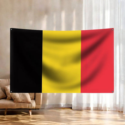 Belgian Flag Banner with 4 Rings for Football Events and Decor