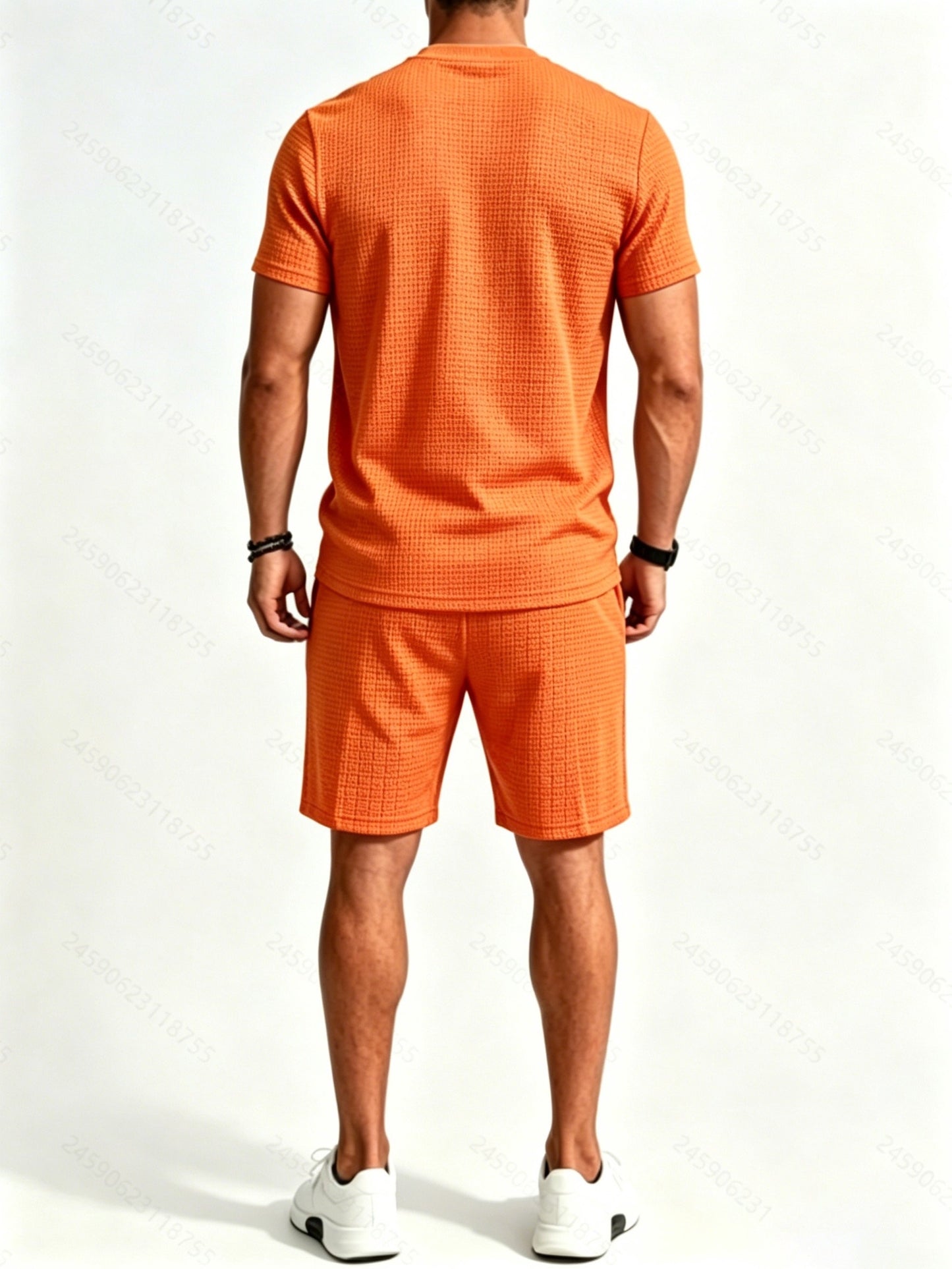 Men's Summer Casual Athletic Crew Neck T-Shirt & Shorts Set