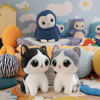 A New Cute Cartoon Plush Toy of a Small Cat, Available in Gray And Black Styles, Perfect As a Holiday Gift, Present, Christmas Surprise, Thanksgiving Gift, Friend Gift, Holiday Present, Day Gift, Couple'S Gift, Valentine'S Da