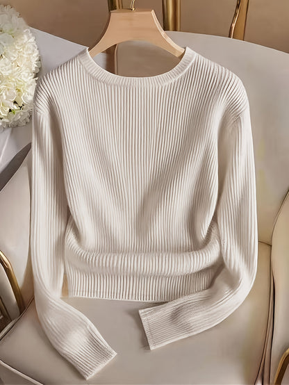Elegant Ladies' Solid Color T-Shirt for Spring and Fall