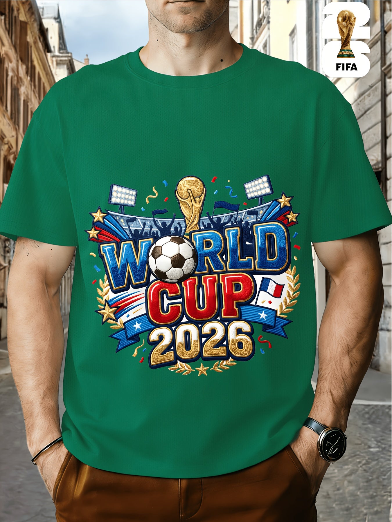 Men's Casual Summer T-Shirt with US, Canada & Mexico Print