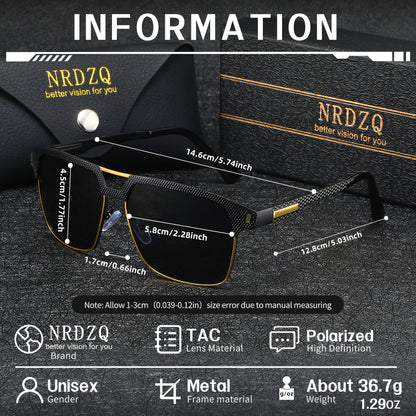 NRDZQ Men's Vintage Polarized Sunglasses with Metal Frames