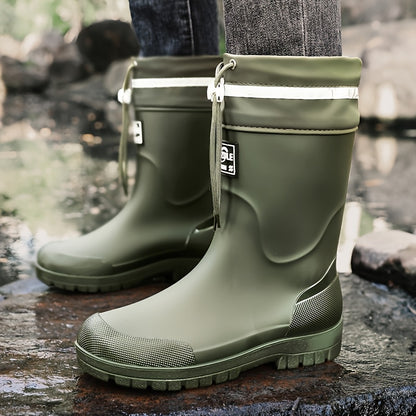 Men's Lightweight Rubber Rain Boots Casual Mid-Calf Style