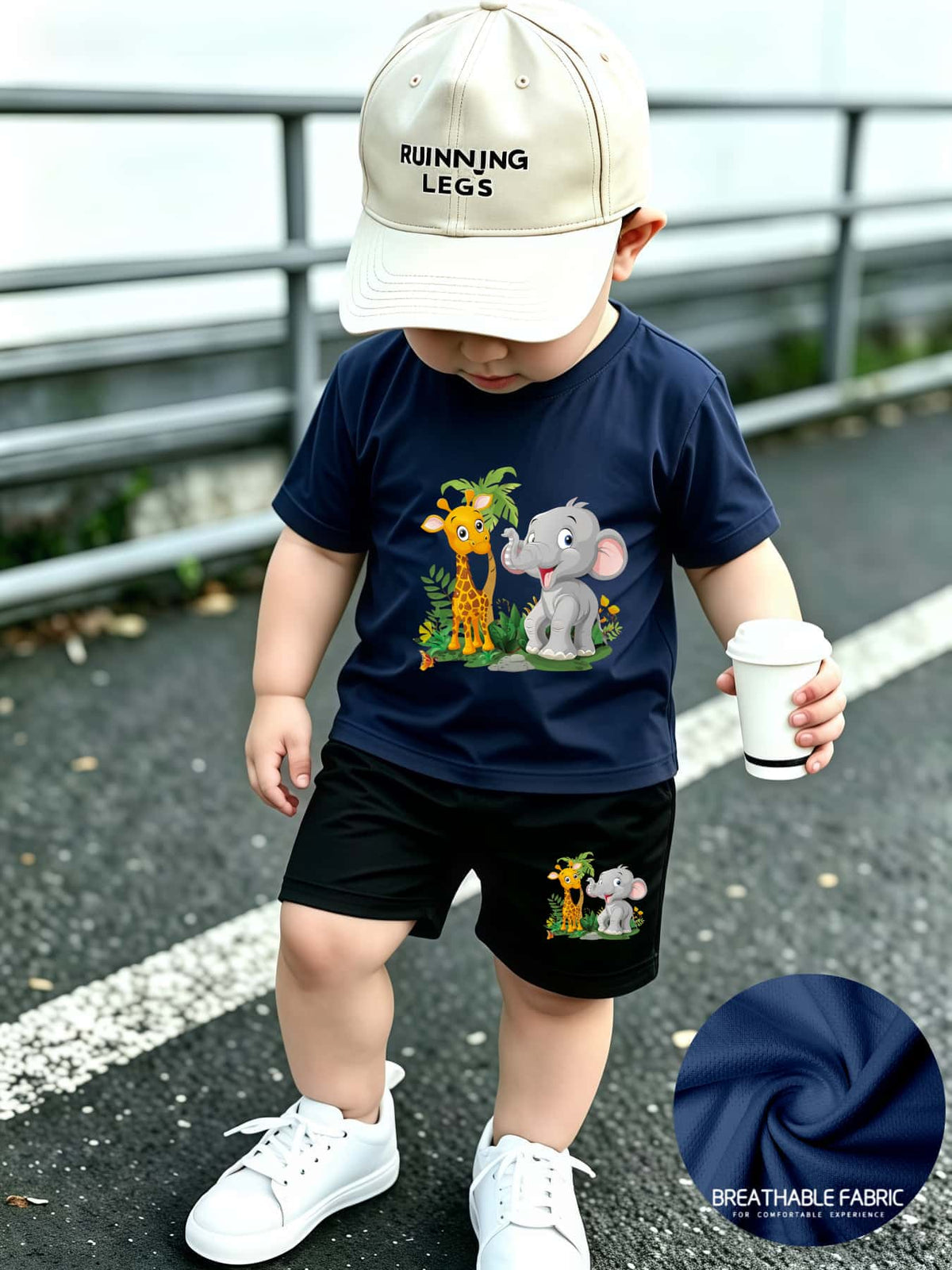 Summer Quick-Dry Shorts & Tee Set for Baby Boys, Jungle Print - ayq