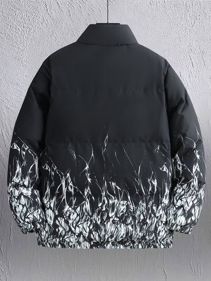 Men'S Heavyweight Winter Jacket - Full-Zip Hooded Coat with Stand Collar, Navy Blue Cold Weather Outerwear, Polyester Insulated Jacket for Everyday & Formal Events, Non-Stretch Fabric, Zipper Closure, Winter Coats, Formal Eve