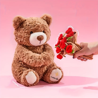 29.97cm Adorable Plush Bear with Hat & Rose - Soft / Stuffed Toy Suitable for Christmas, Gifts for,, Cuddly Companion for Bedtime & Decor