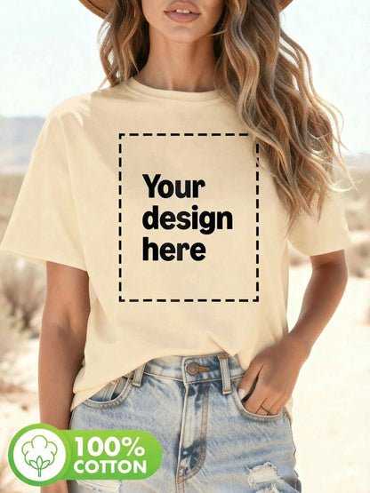 Women’s Custom Print Geometric Cotton Crew Neck Tee