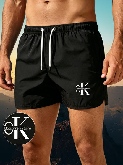 Men's Casual Quick-Dry Beach Shorts with Elastic Waistband