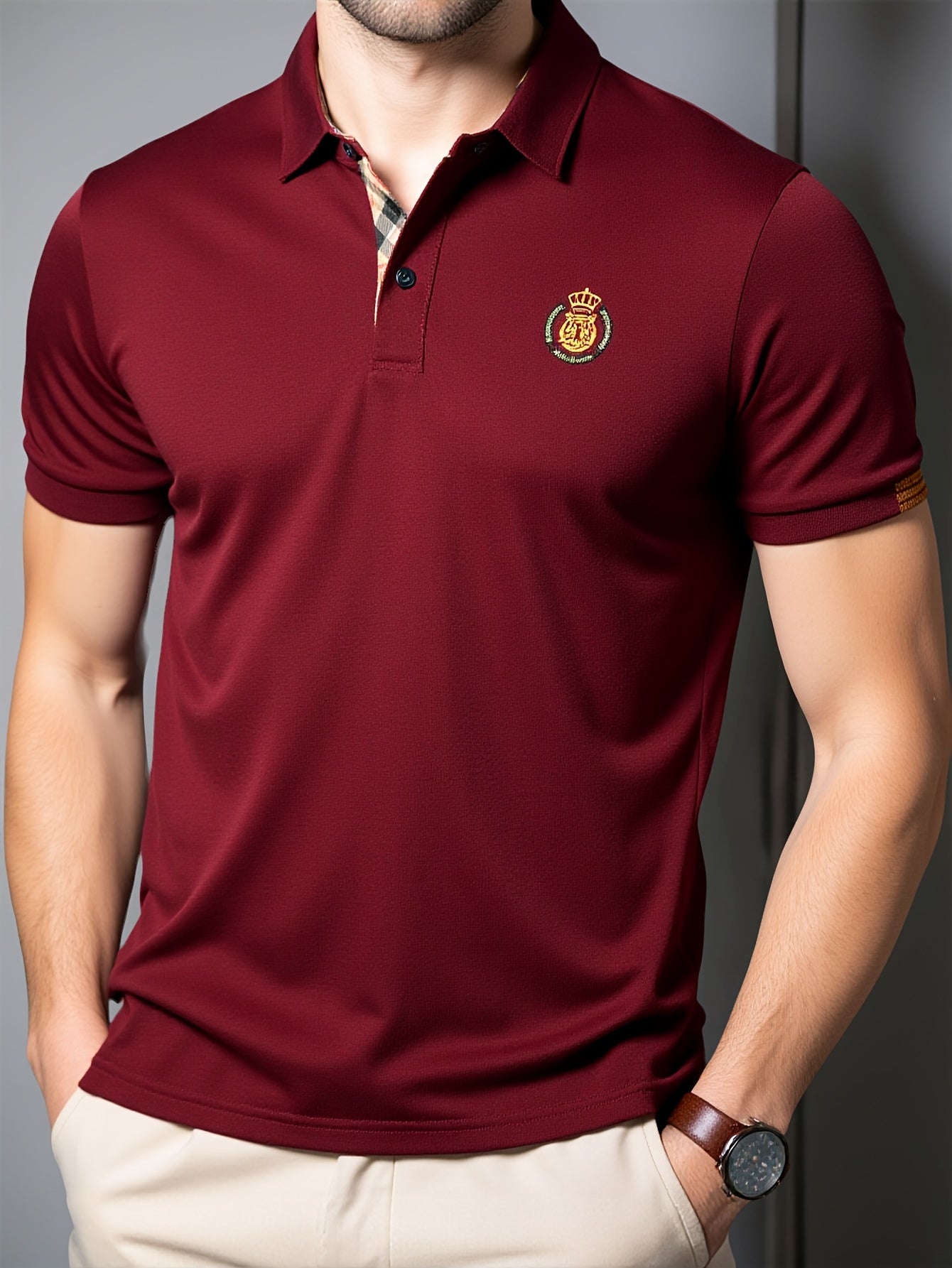 Middle Eastern Plaid Polo Shirts for Western Men - ayq