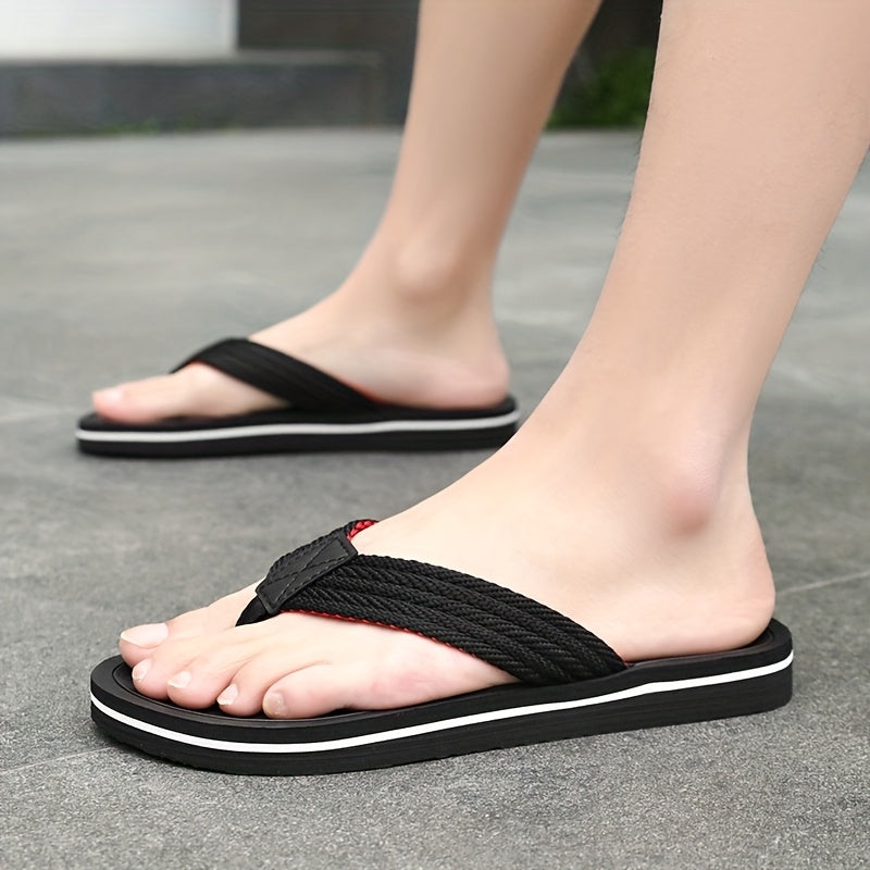 Men's Anti-Slip Flip Flops with Soft Fabric Straps