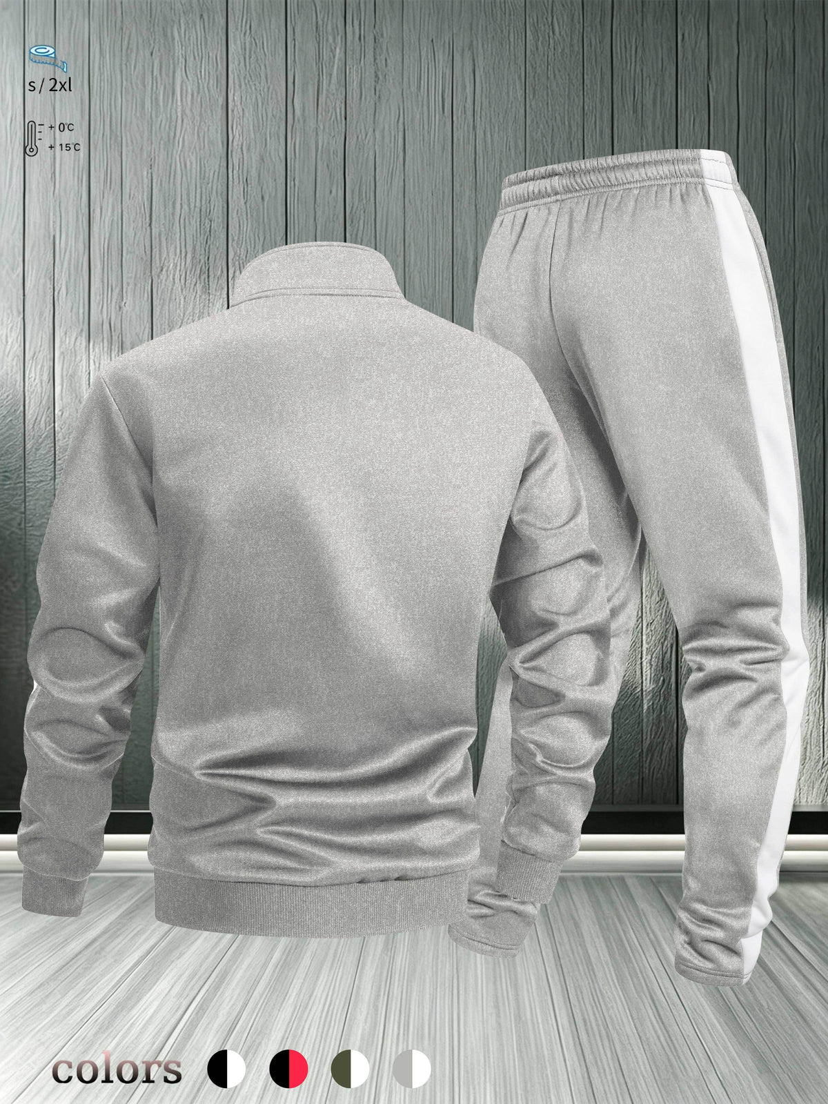 Men's Autumn Winter Stand Collar Zipper Jacket & Pants Set