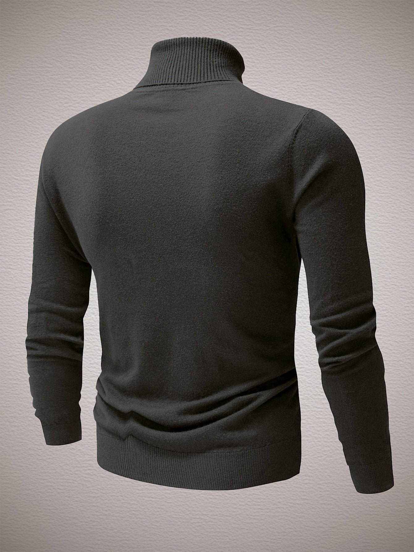 Men's Slim Fit High-Neck Knitted Pullover Sweater for Fall/Winter