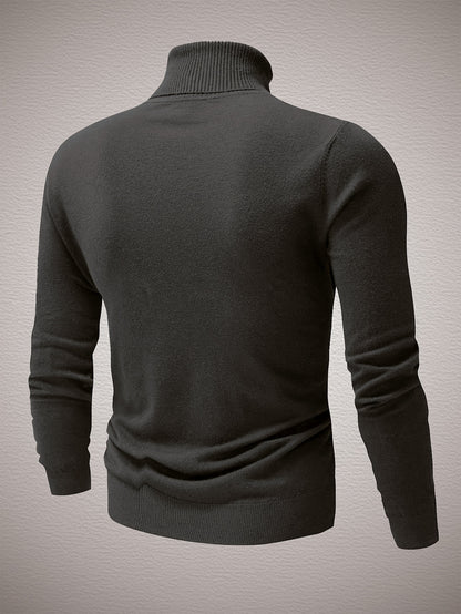 Men's Slim Fit High-Neck Knitted Pullover Sweater for Fall/Winter