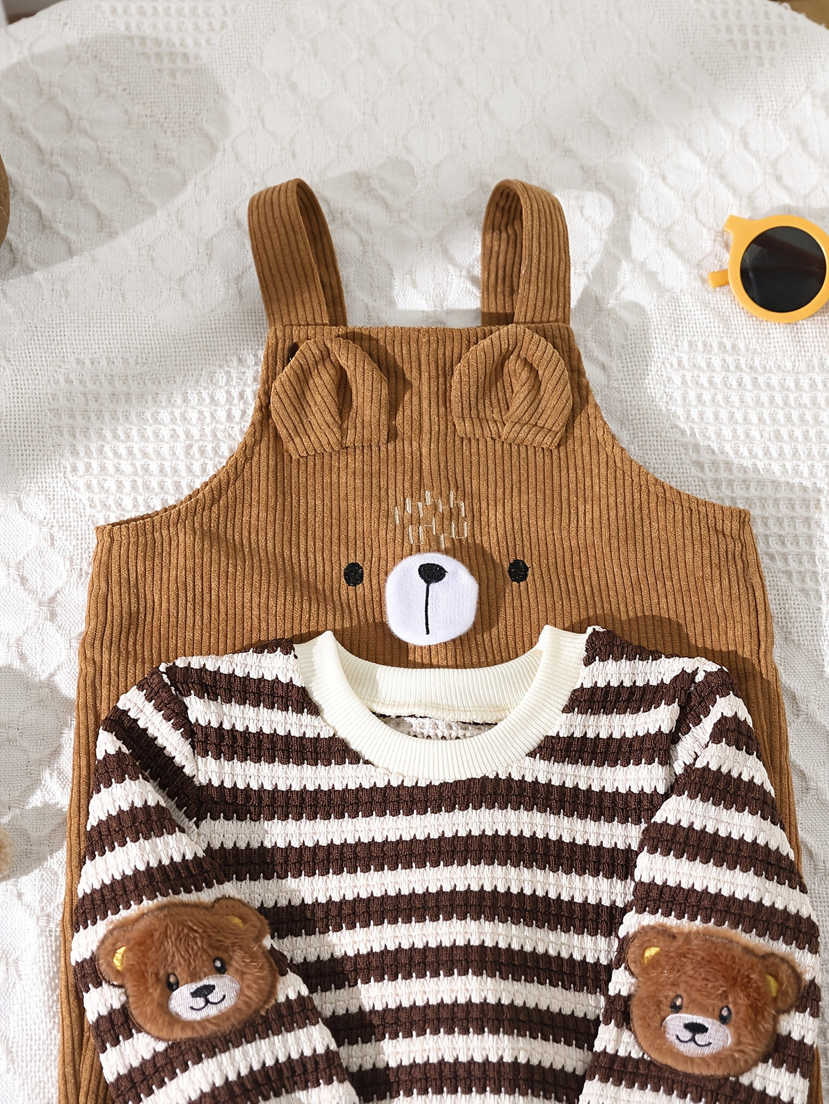Boys 2-Piece Embroidered Long Sleeve Top & Corduroy Overalls - ayq