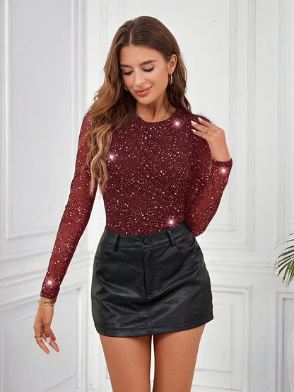 Ladies' Semi-Transparent Sexy Blush Bodysuit