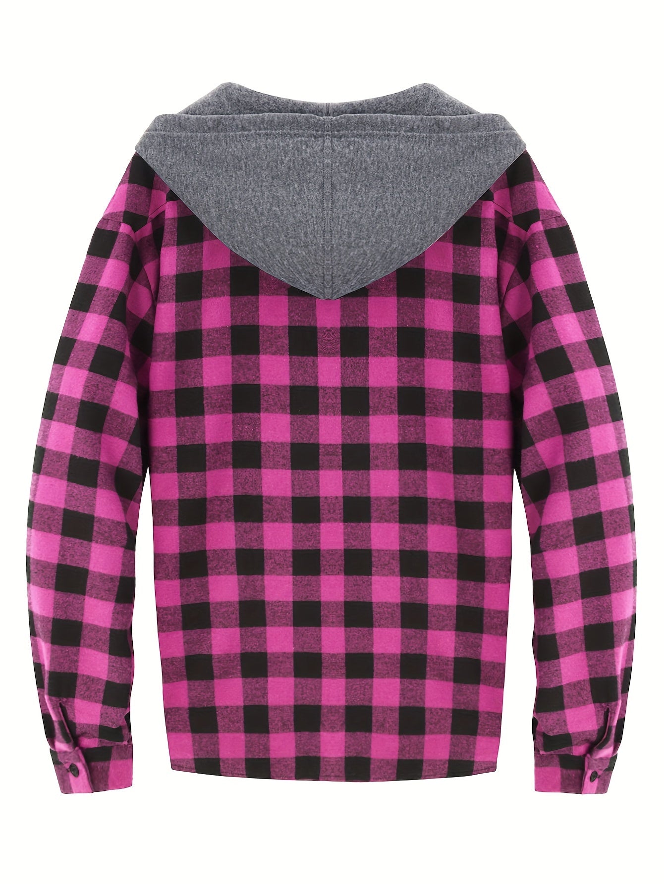 Plaid Shirt Coat For Men Long Sleeve Casual Regular Fit Button Up Hooded Shirts Jacket