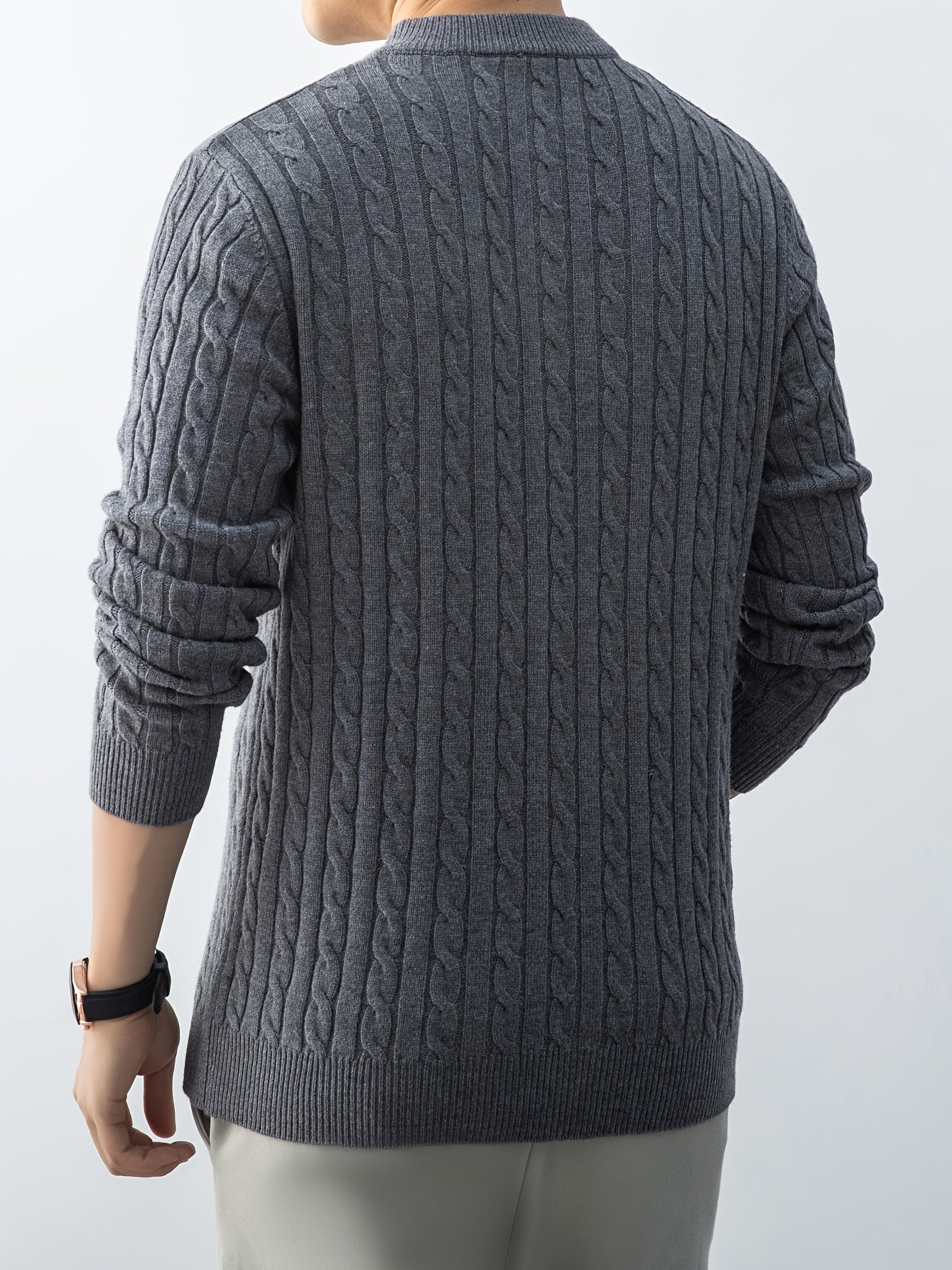 New Men'S Christmas Gift: a Thick, Warm, And Cold-Resistant Knitted Sweater with a Cable-Knit Design And a Zippered Collar, Suitable for Both Layering And Wearing Alone, Perfect for Casual And Versatile Outfits