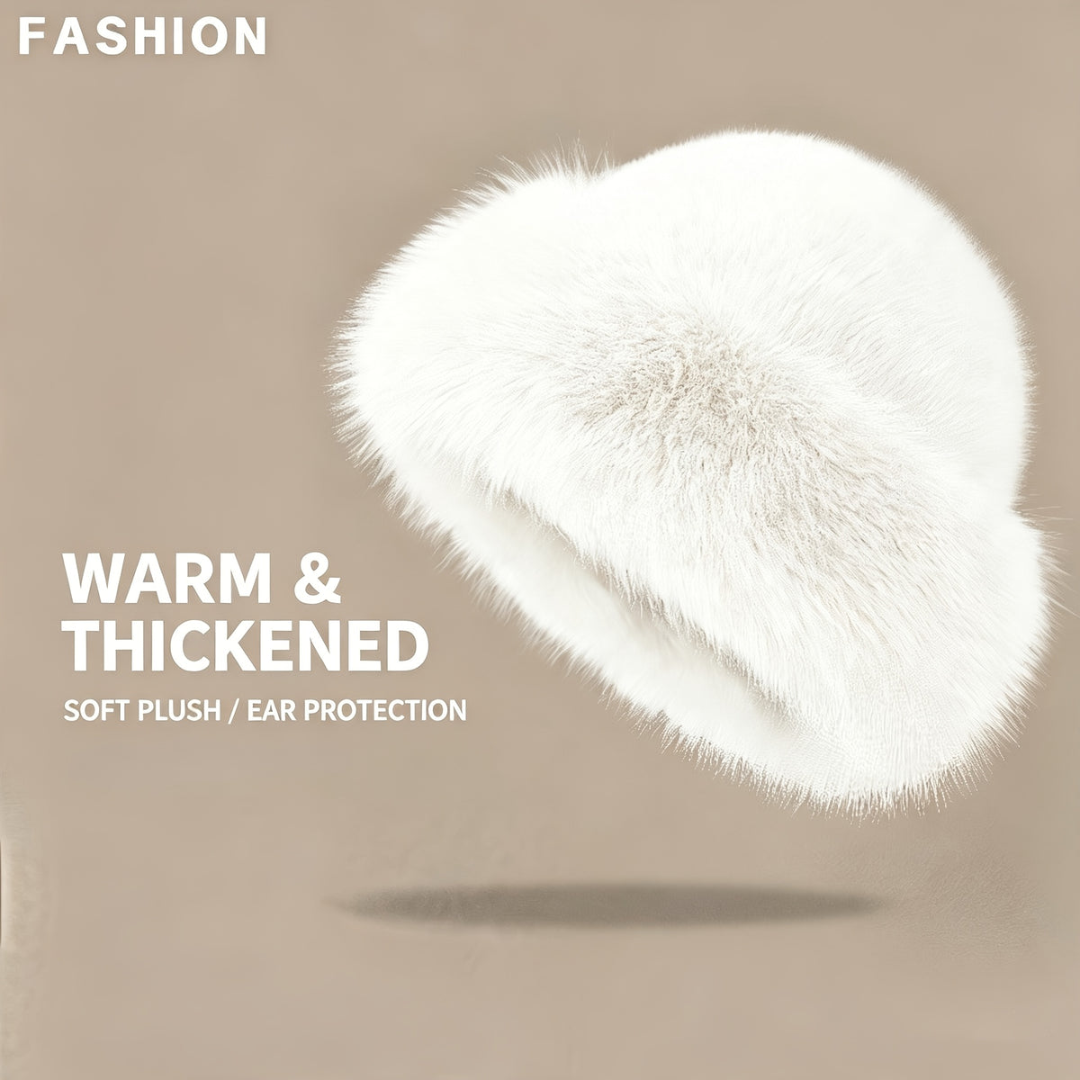 Women's Faux Fur Winter Bucket Hat, Soft Warm Thermal Hat