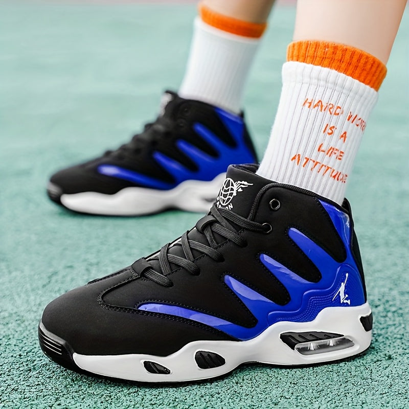 Men's High-Top Basketball Shoes Lightweight Breathable PU Sneakers