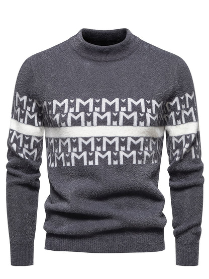 Men's New Autumn/Winter Knitted Sweater, High Neck Casual Fashionable Warm Base Layer - Senmeigou