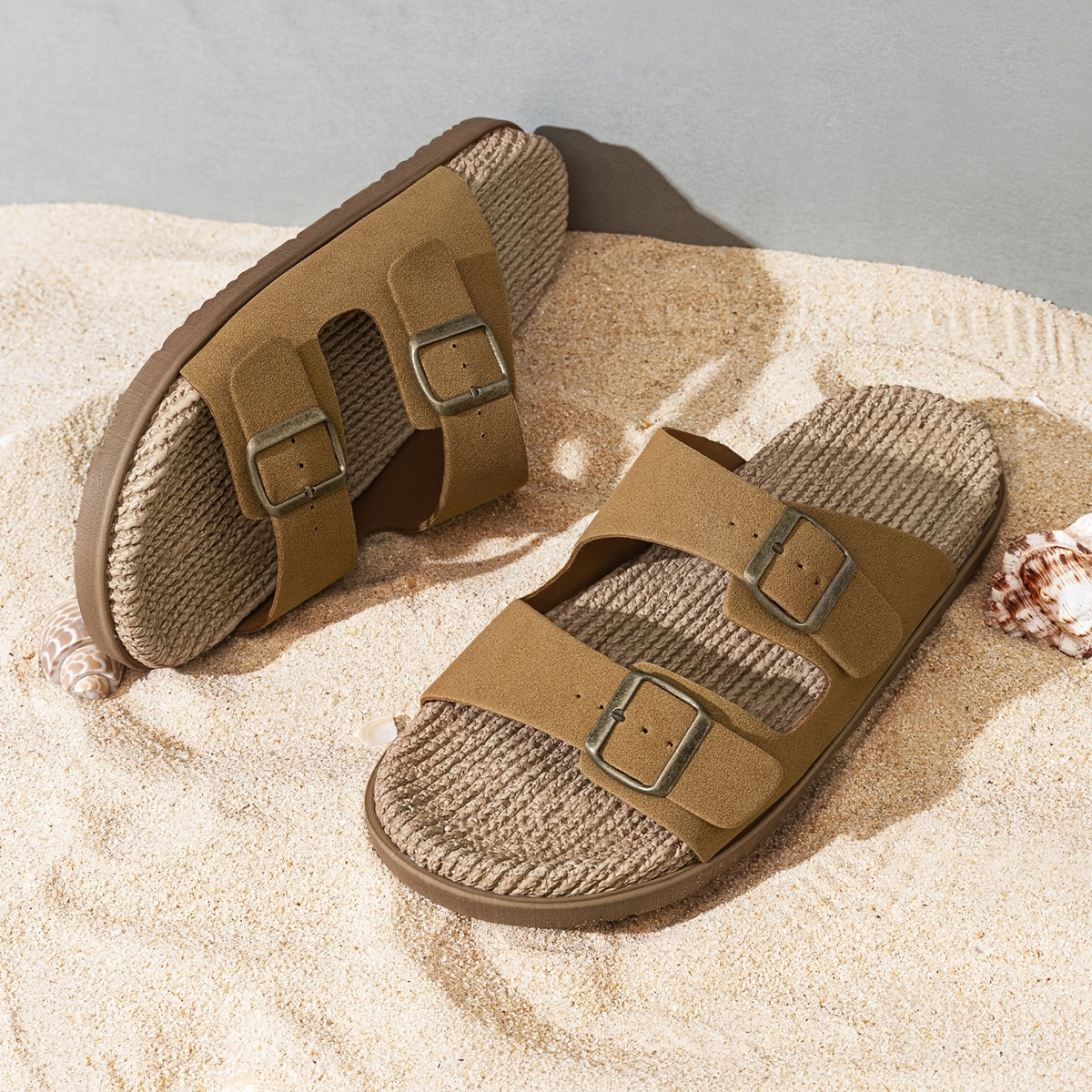 Men's Casual Outdoor Slip-On Sandals with Double Buckle