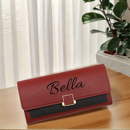 Custom Name Women's Wallet, Personalized Long Foldable Wallet with Contrasting Colors, Large Capacity Multi-Card Slot Wallet, Mother's Day Gift, Birthday Gift, Anniversary Gift, Bridesmaid Favor, Gift for Mom, Valentine's Day