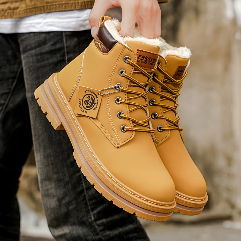 Men's Plus Size Ankle Boots with Plush Lining for All Seasons