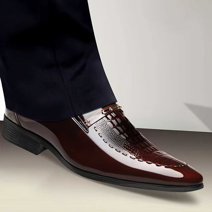 Men's Crocodile-Pattern Slip-On Dress Shoes for Office & Party