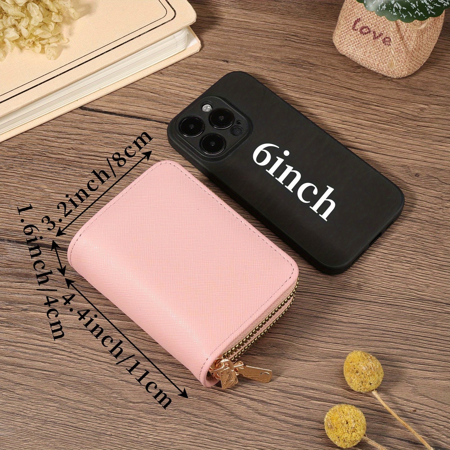 Women's Lightweight Wallet - Compact Zipper Purse with Multiple Card Slots & Coin Pocket, Elegant Monogram Initials, Secure Closure for Everyday, Travel, Gift - Women's Credit Card Organizer, Everyday Carry Purse, Stylish Ini